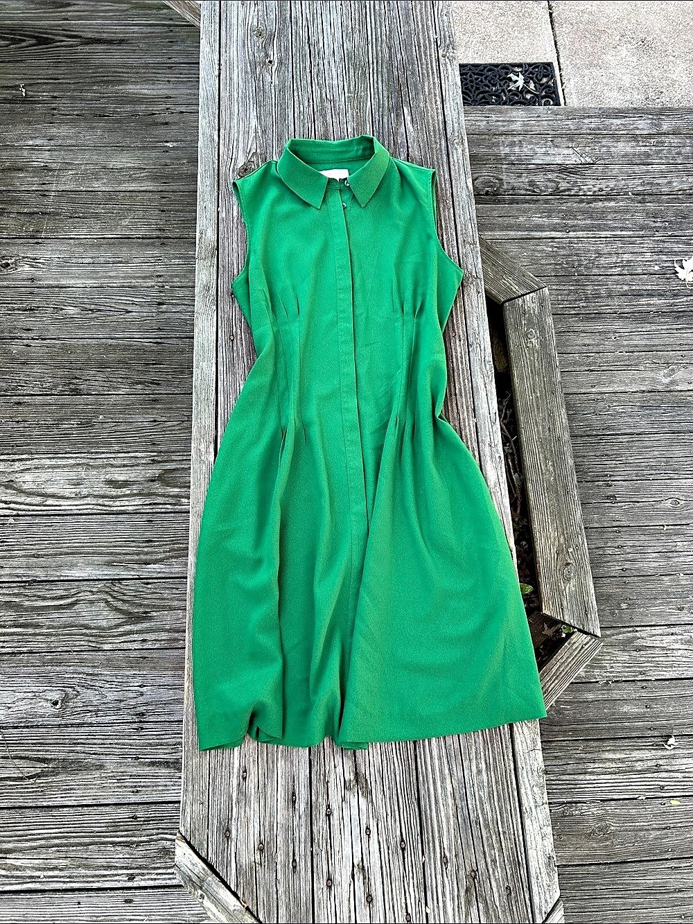 HOBBS Sleeveless Collared Mini Dress in Green US 10/ UK 12 Like New